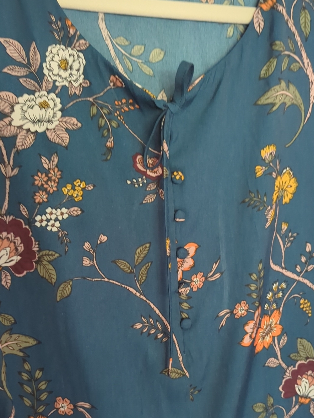 Maurice Floral V-Neck Blue Women's Blouse - Picture 3 of 6